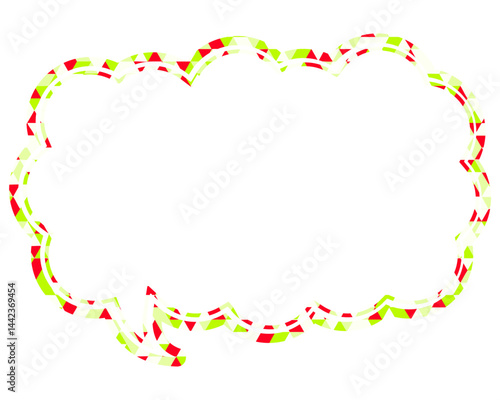 ステンドグラス風吹き出し　三角形模様　細長い雲形