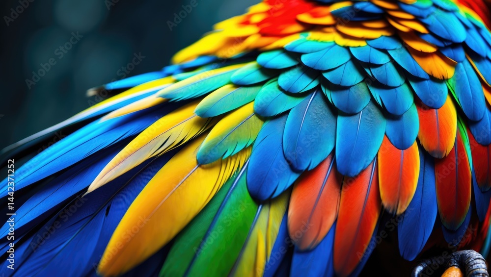 Magnified look at the feathers of a macaw bird Magnified look at the feathers of a macaw bird