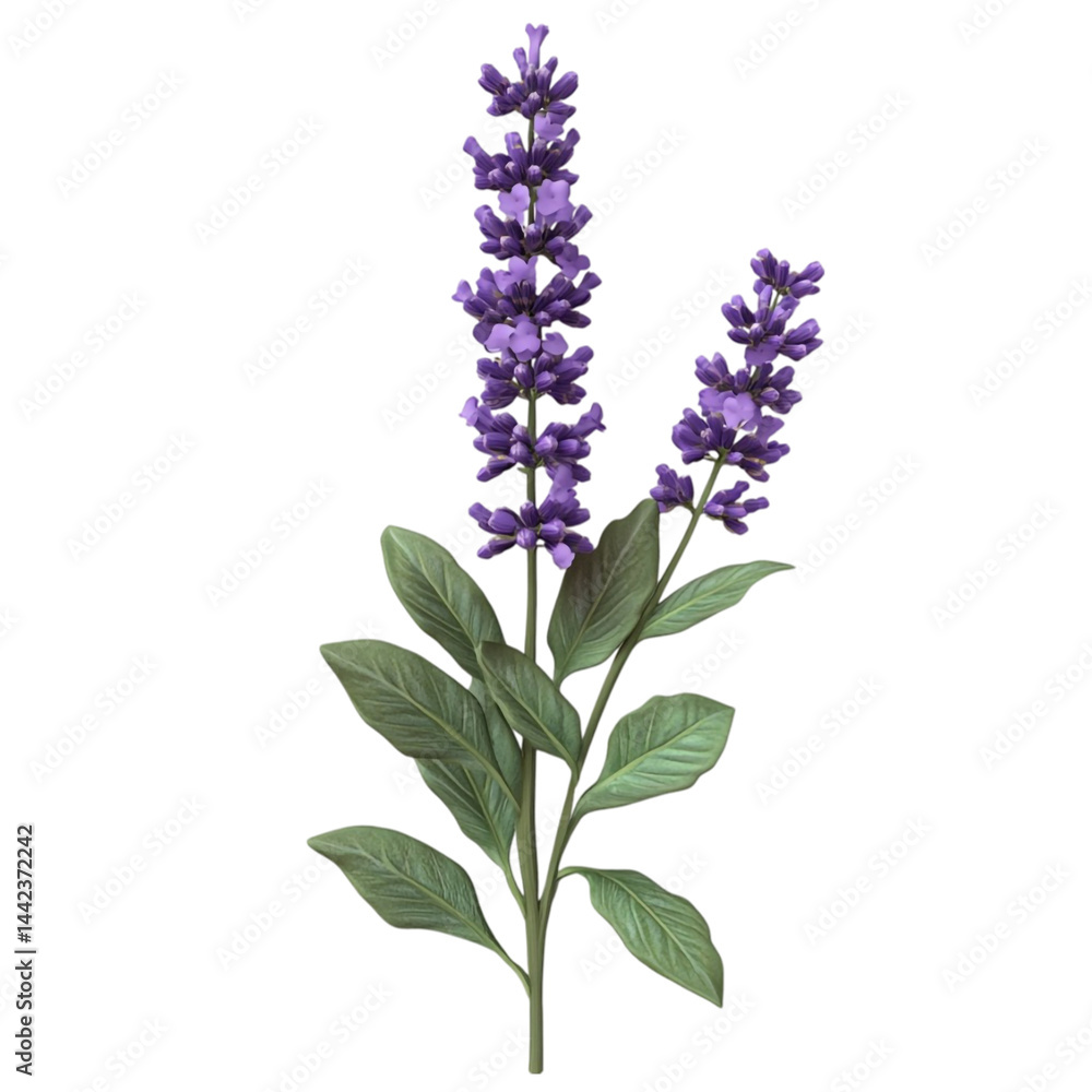 Purple lavender flowers with green leaves on a multicolored background Purple lavender flowers with green leaves on a multicolored background