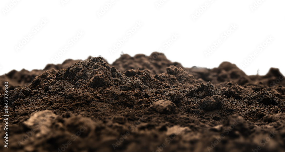 A pile of soil isolated on a transparent background A pile of soil isolated on a transparent background