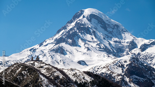 Photos Gergeti Trinity Church and Mount Kazbek near the village of Stepantsminda in the
