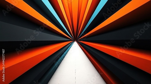 Wallpaper Mural A vibrant geometric pattern converging towards a central point, creating depth and perspective. Torontodigital.ca