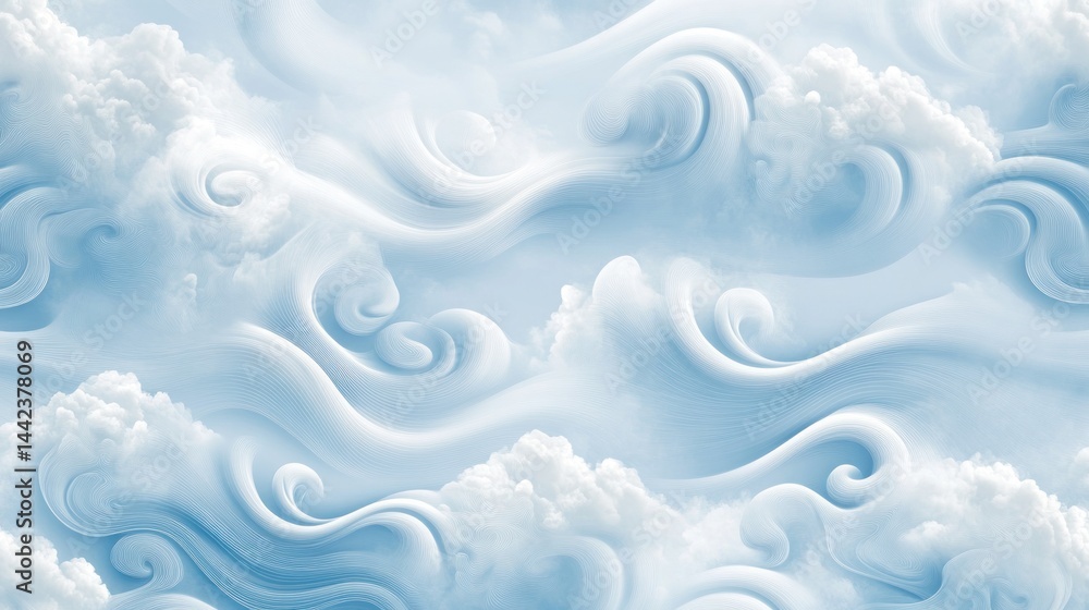 Fototapeta premium Soft, flowing light blue clouds