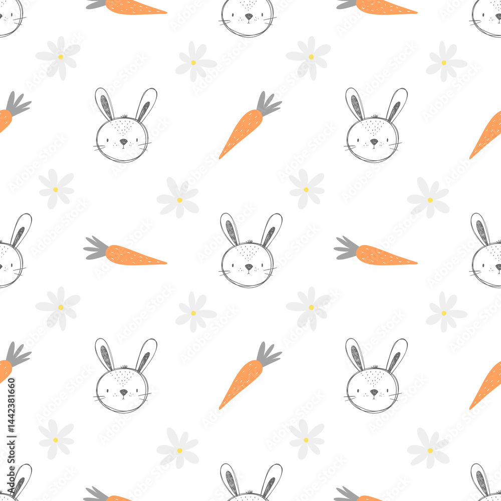 Obraz premium Rabbit and Carrot Seamless