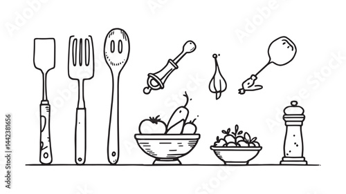 Flat Lay line art illustration inspired by nature and simplicity