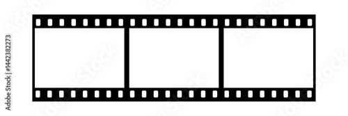 Film strip frame. Cinema tape. Photo negative, filmstrip. Movie black seamless vector illustration on white background for cinema-themed projects, movie posters and photographic albums.