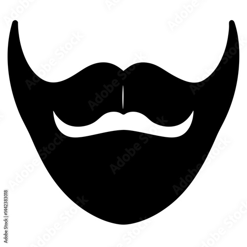Bold and simplistic silhouette of a stylized beard and mustache