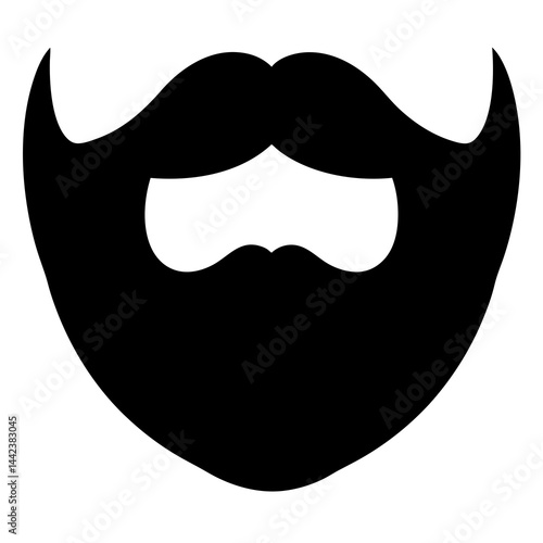 Bold and simplistic silhouette of a stylized beard and mustache