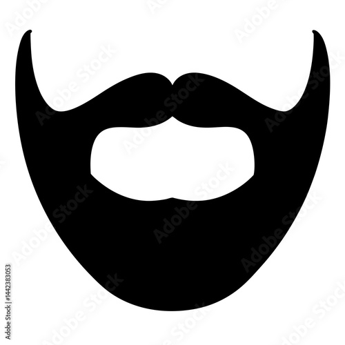 Bold and simplistic silhouette of a stylized beard and mustache