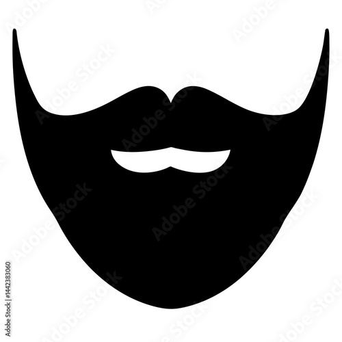 Bold and simplistic silhouette of a stylized beard and mustache