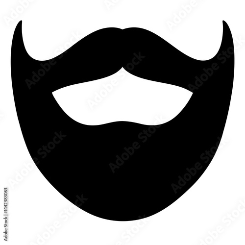 Bold and simplistic silhouette of a stylized beard and mustache