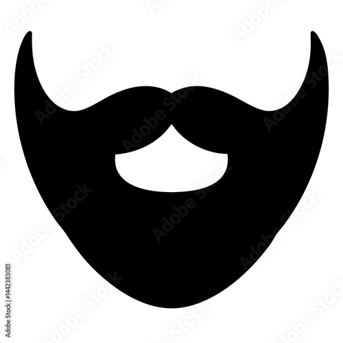 Bold and simplistic silhouette of a stylized beard and mustache