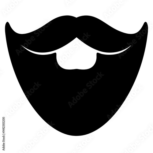 Bold and simplistic silhouette of a stylized beard and mustache