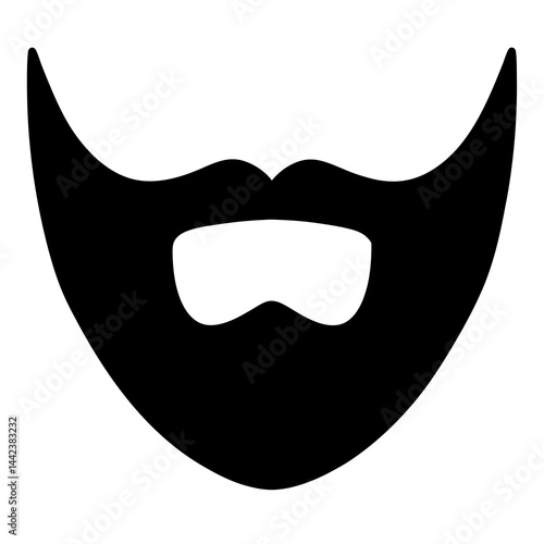 Bold and simplistic silhouette of a stylized beard and mustache