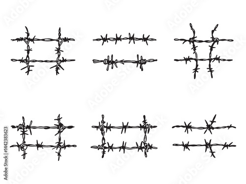 Elegant Minimalist Barbed Wire Sketch Vector Artwork 