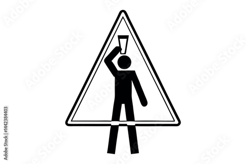 laborers with warning sign construction hats and tools in different poses labour day or labor day line art icon set