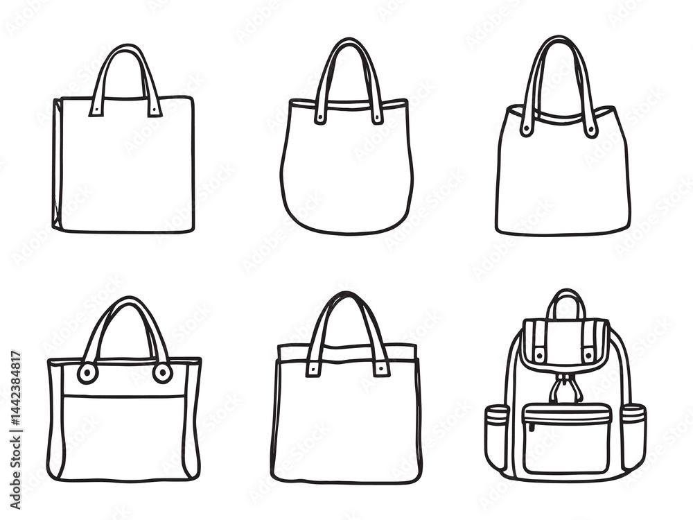 elegant minimalist line drawing of a jute bag vector elegant minimalist line drawing of a jute bag vector