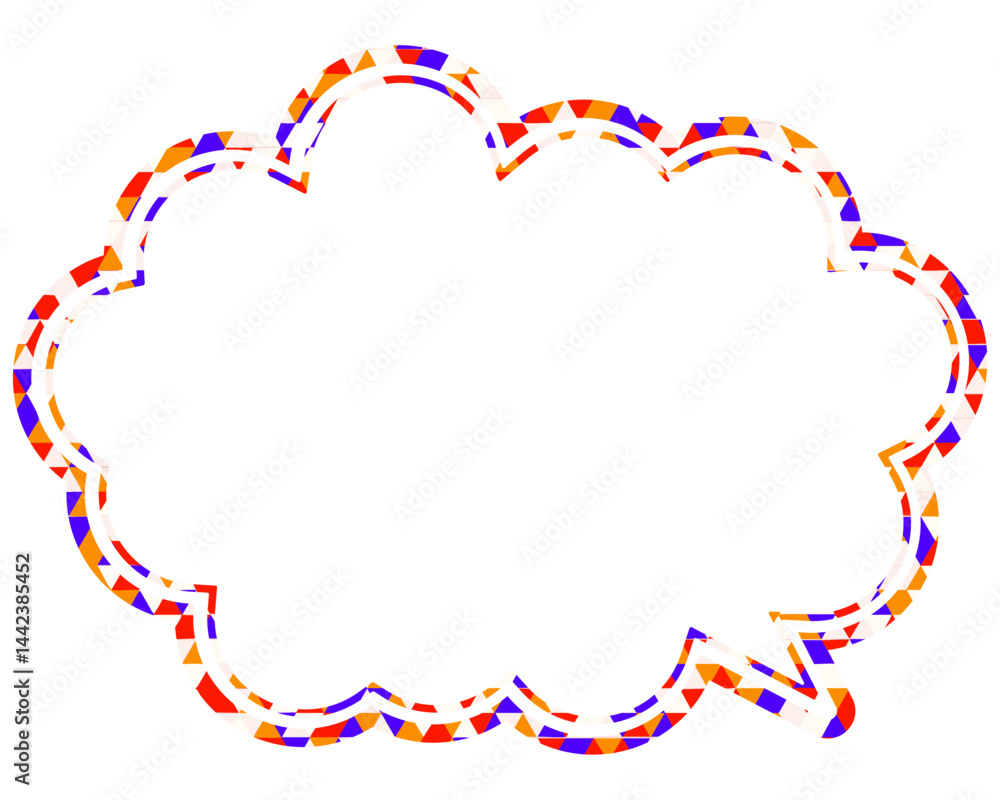 Fototapeta premium ステンドグラス風吹き出し 三角形模様 丸みのある雲形