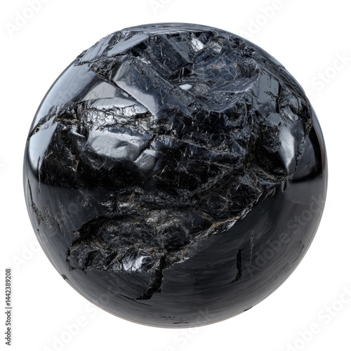 Obsidian crystal orb, on transparent background