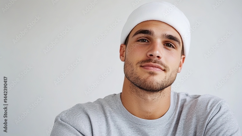 Casual portrait of a young man in a plain grey t-shirt and minimalist accessories, with a confident yet relaxed expression, bathed in natural light. Casual portrait of a young man in a plain grey t-shirt and minimalist accessories, with a confident yet relaxed expression, bathed in natural light.