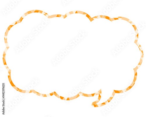 ステンドグラス風吹き出し　三角形模様　細長い雲形