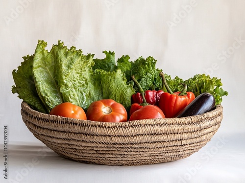 Obraz na płótnie Fresh vegetables in a rustic basket. w salonie