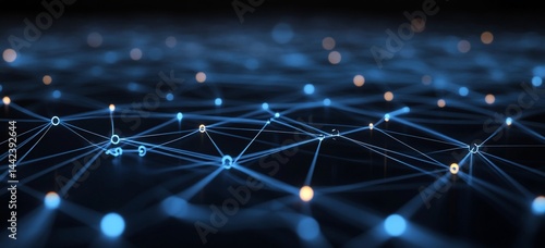 Abstract network connection background with glowing nodes and lines.