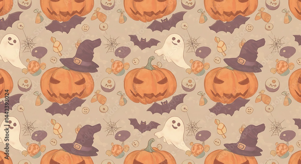Fototapeta premium Autumn's Whispers: A Spooky Symphony AI Generated