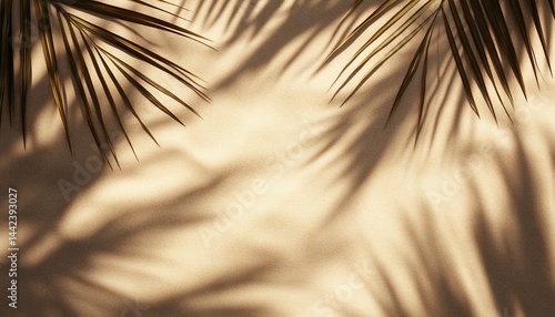 Obraz na płótnie Palm leaves shadows on beige background. w salonie