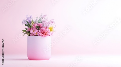 Wallpaper Mural Delicate pastel flowers in a simple pink vase Torontodigital.ca