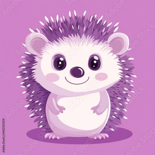 Obraz na płótnie Adorable purple hedgehog cartoon illustration. w salonie