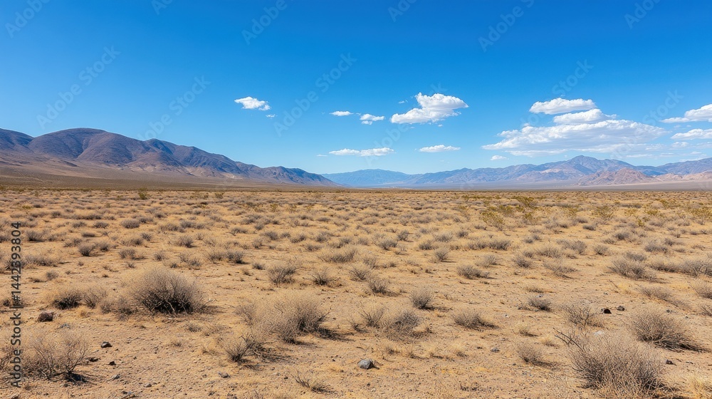 A Vast Desert Landscape Underneath a Beautiful Blue Sky A Vast Desert Landscape Underneath a Beautiful Blue Sky