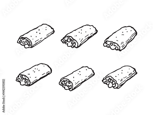 Enchiladas Traditional Mexican Dish Line Art Vector