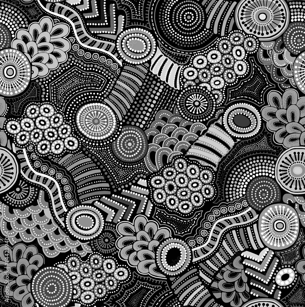custom made wallpaper toronto digitalAbstract black and white hand-drawn drawing consisting of chaotic shapes.Seamless pattern.