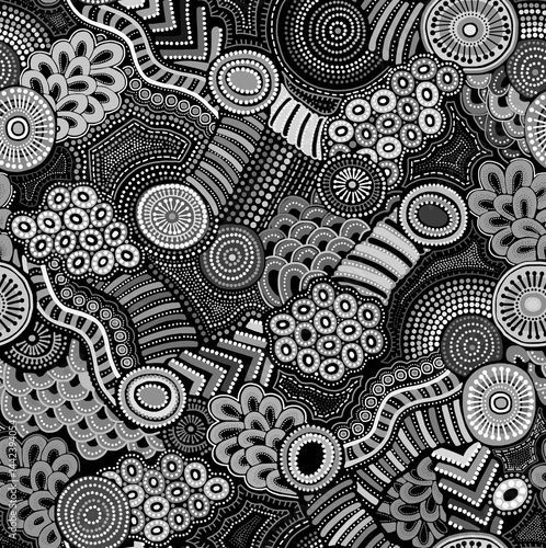 Wallpaper Mural Abstract black and white hand-drawn drawing consisting of chaotic shapes.Seamless pattern. Torontodigital.ca