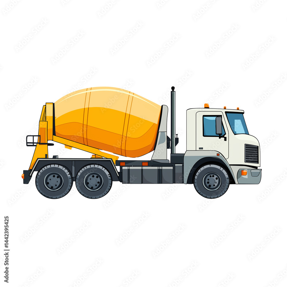 Fototapeta premium Cement truck transporting concrete at a construction site PNG image with transparent background 