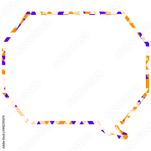 ステンドグラス風吹き出し　三角形模様　角のある八角形