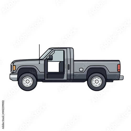 Classic pickup truck in a side view display PNG image with transparent background 