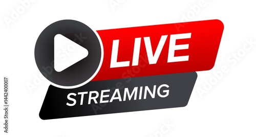 Live Streaming Button Showing Play Icon for Broadcasting or Webcast
