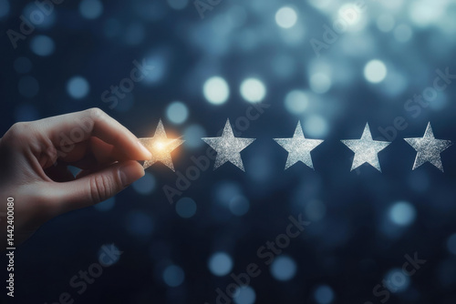 Obraz na płótnie Customer choosing five star rating giving excellent score w salonie