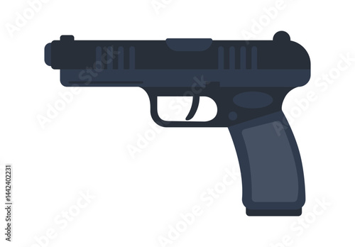 Handgun representing danger, violence, and crime, isolated on white background