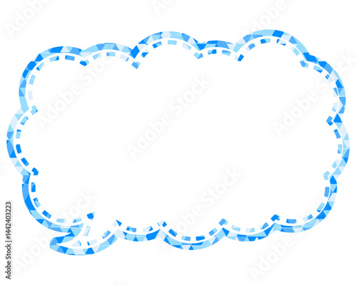 ステンドグラス風吹き出し　三角形模様　細長い雲形