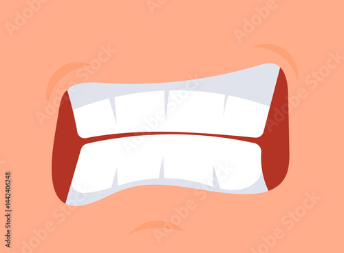 Cartoon mouth showing teeth and expressing anger, rage and fury