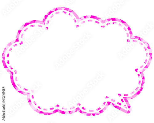 ステンドグラス風吹き出し　三角形模様　丸みのある雲形