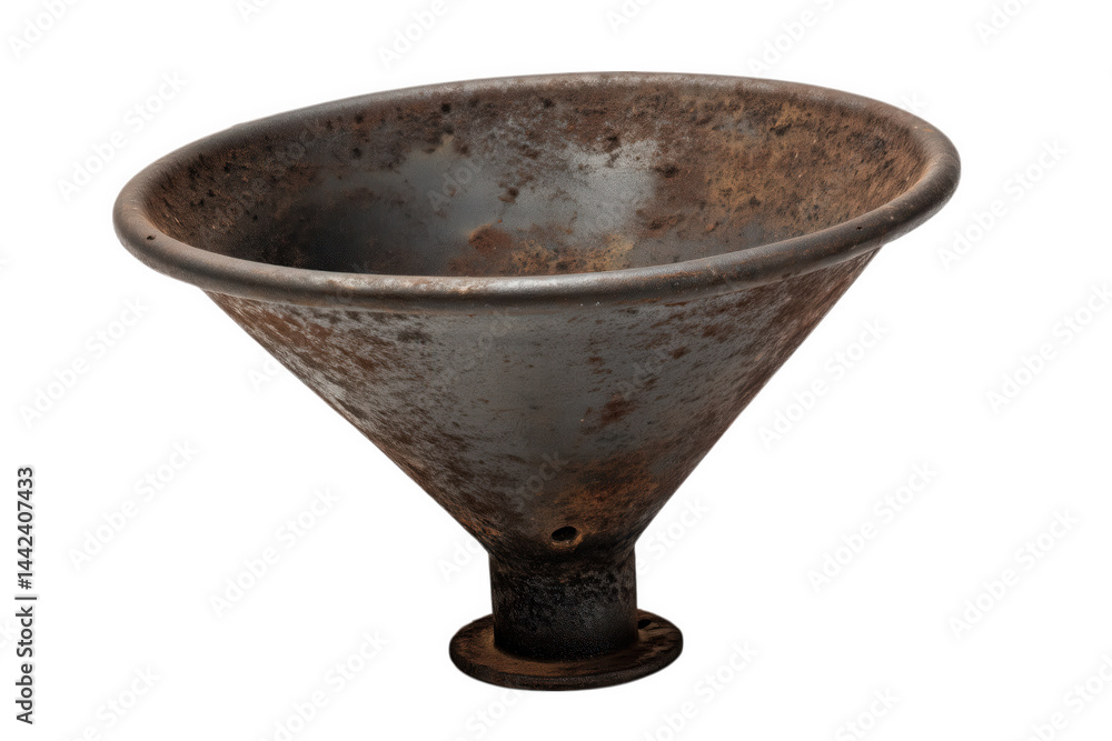 Rusty Metal Funnel With Aged Texture On Transparent Background Rusty Metal Funnel With Aged Texture On Transparent Background