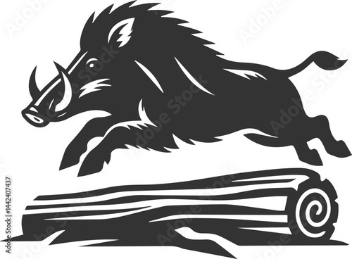 Vector silhouette of a boar animal