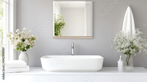 Modern Bathroom Vanity with Plants