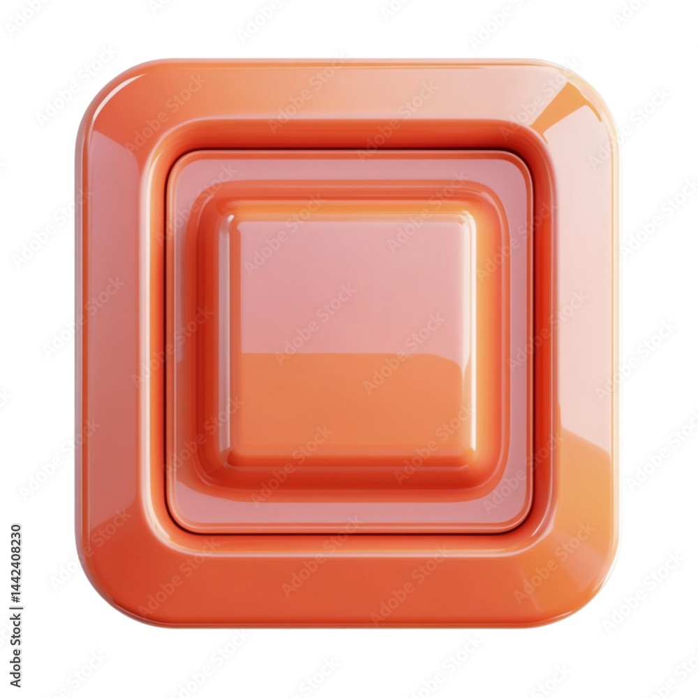 Orange square button glossy design modern interface element Orange square button glossy design modern interface element