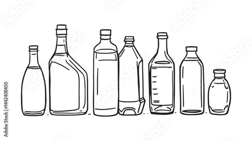 Cooking Oil Bottle Vector line art illustration for digital design