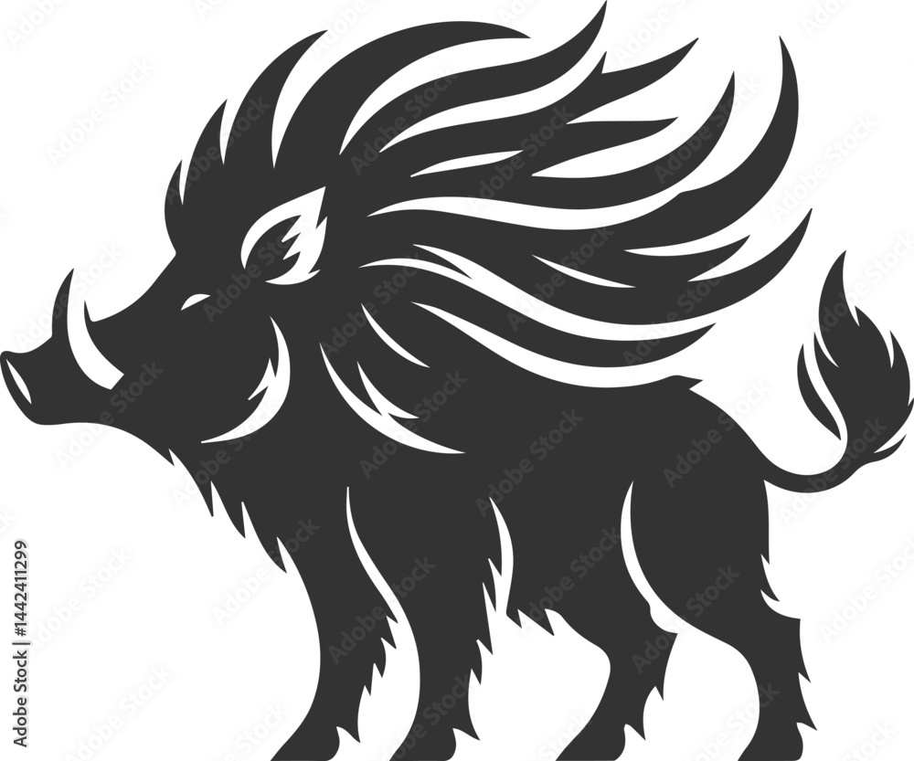 Obraz premium Vector silhouette of a boar animal